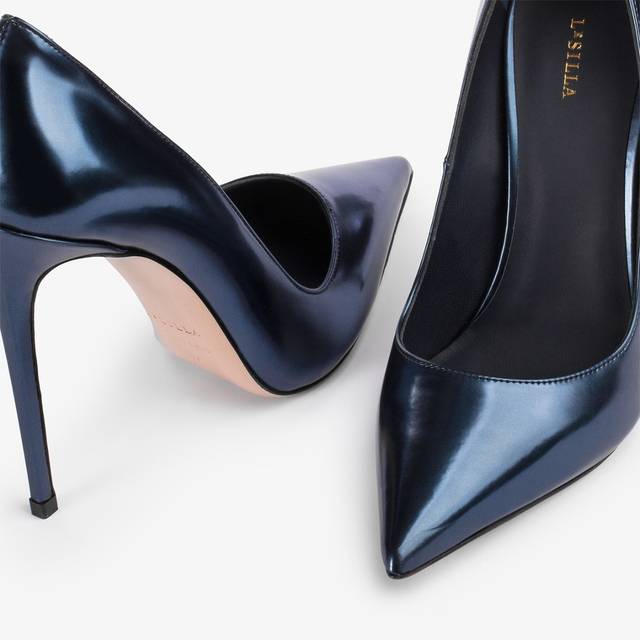 Le Silla Décolleté metallizzata blu danubio Pezzi Unici