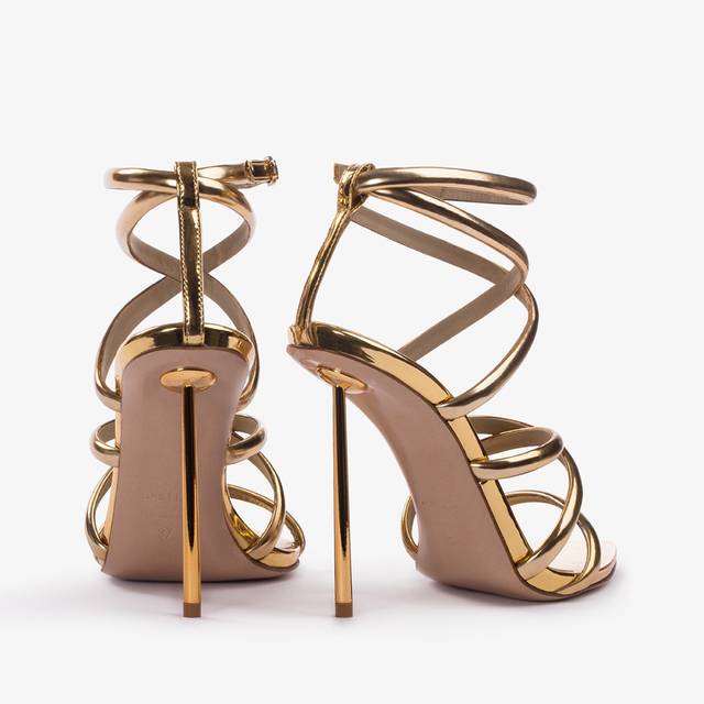 Le Silla Sandalo con fasce incrociate metallizzato oro pepita Negozi Online