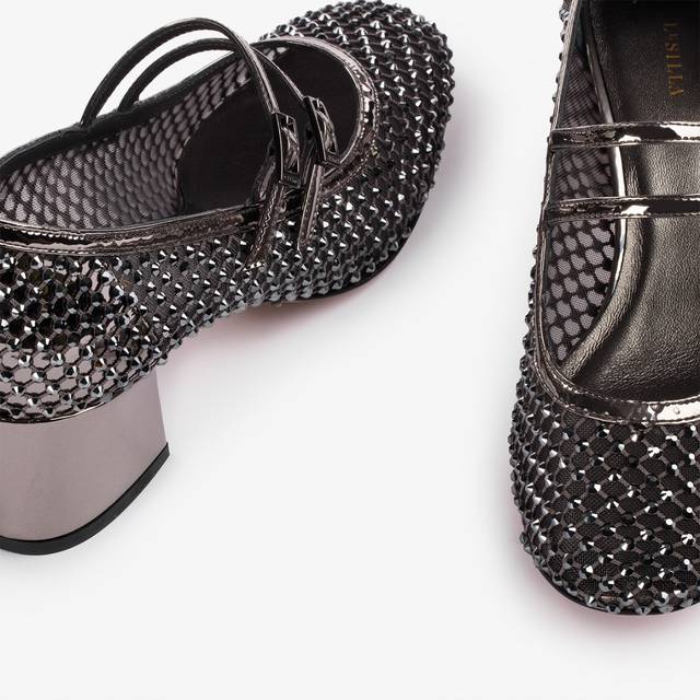 Le Silla Décolleté mary jane gioiello rete peltro e Cristalli Fino Al -60%