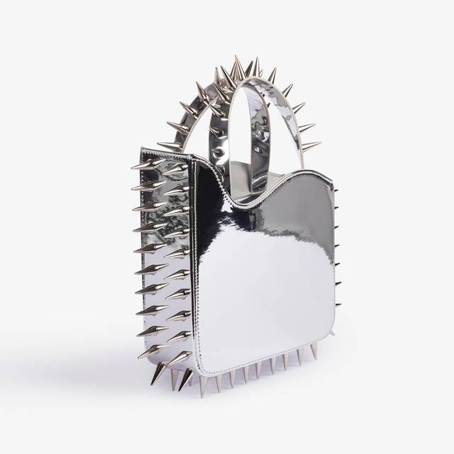 Le Silla Small bag metallizzata argento con borchie Online