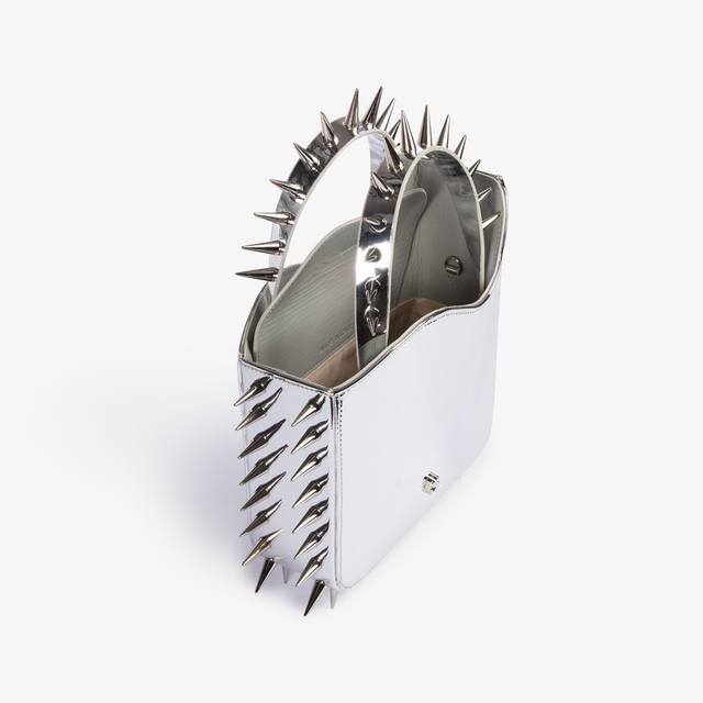 Le Silla Small bag metallizzata argento con borchie Online
