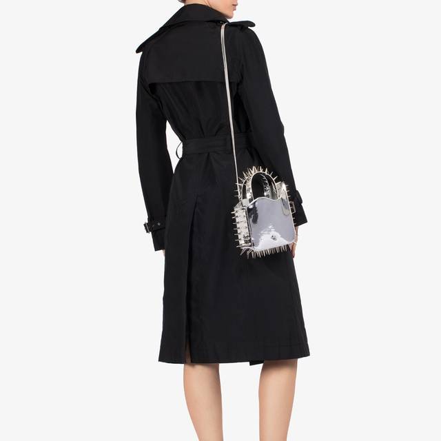 Le Silla Small bag metallizzata argento con borchie Online