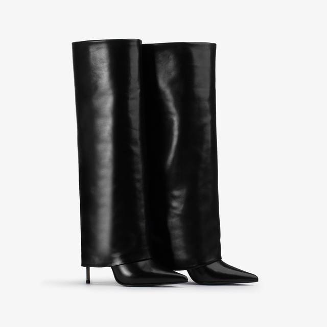 Le Silla Stivale con risvolto nappa nero Italy