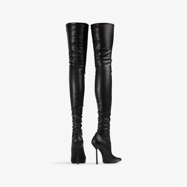 Le Silla Stivale sopra il ginocchio pelle vegan stretch nero Italia