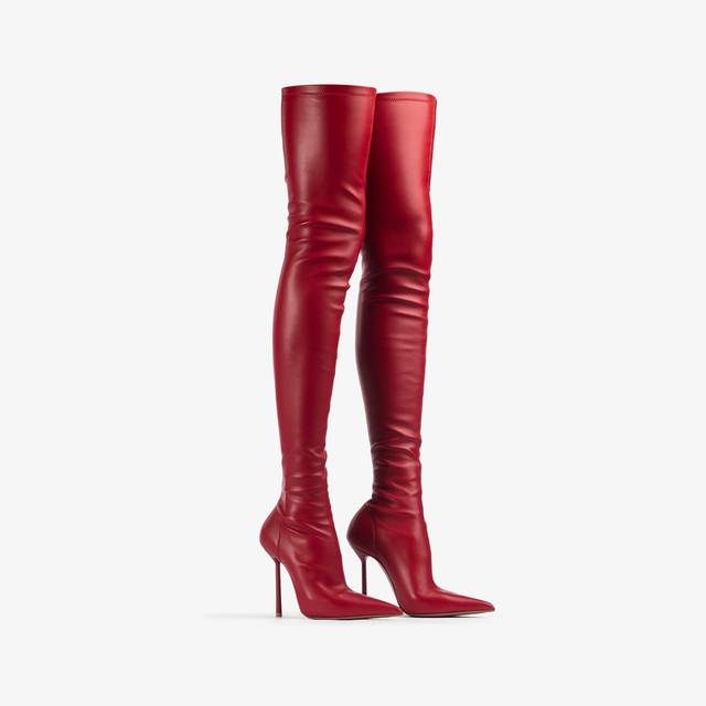 Le Silla Stivale sopra il ginocchio pelle vegan stretch rosso In Linea
