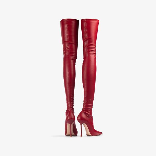 Le Silla Stivale sopra il ginocchio pelle vegan stretch rosso In Linea