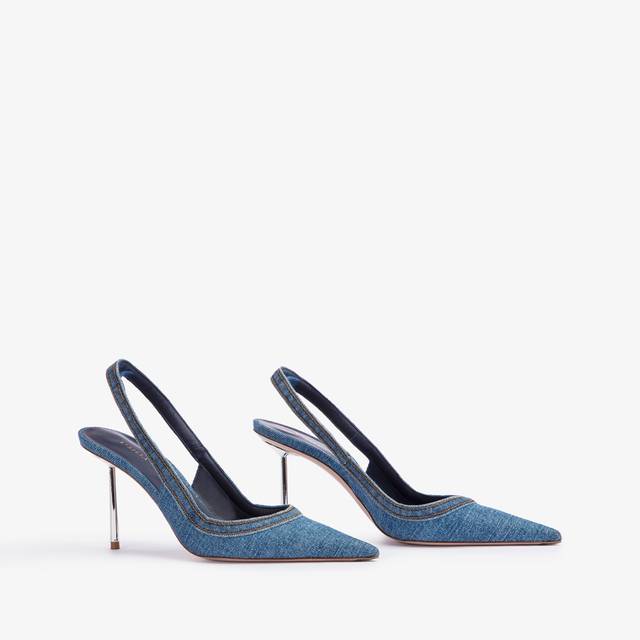 Le Silla Slingback denim blu Vendita