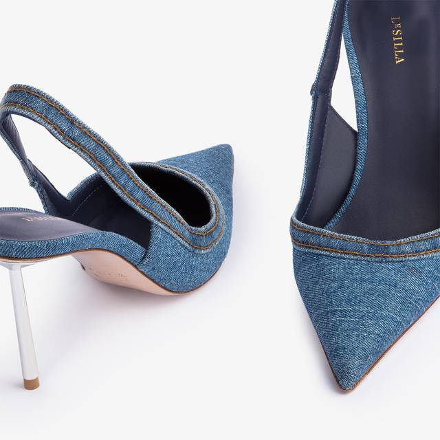 Le Silla Slingback denim blu Vendita