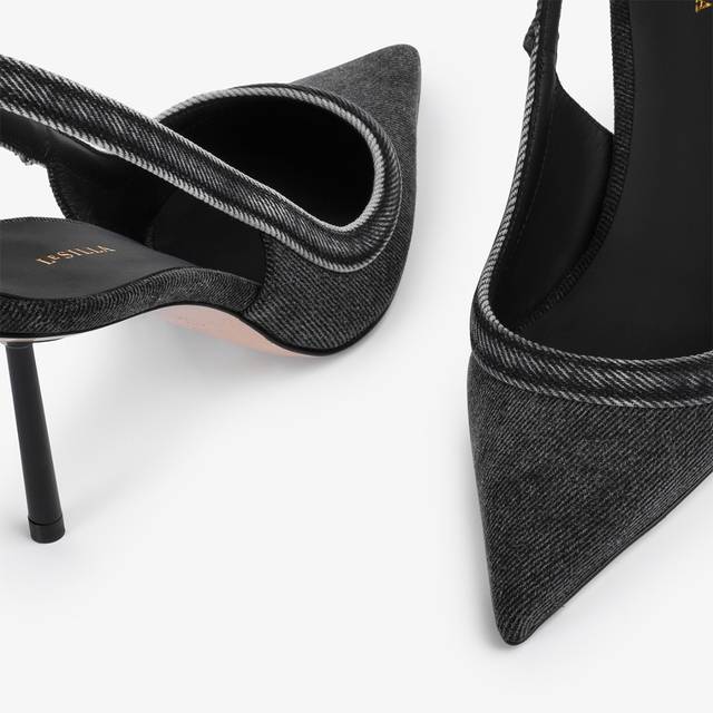 Le Silla Décolleté denim nera Promozione
