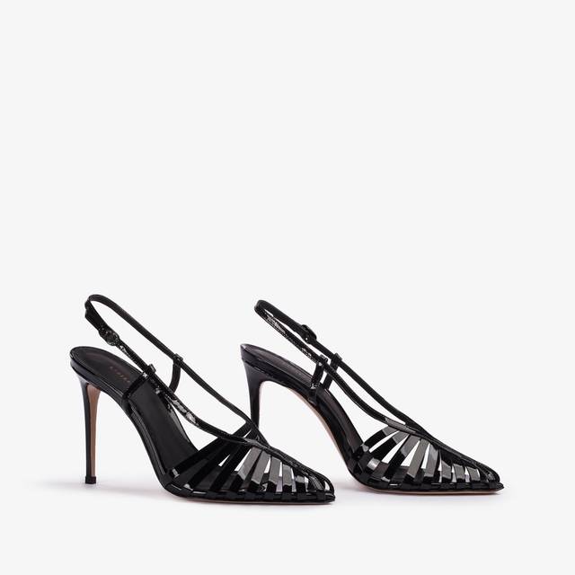 Le Silla Slingback con listini vernice nera Spedizione Gratuita