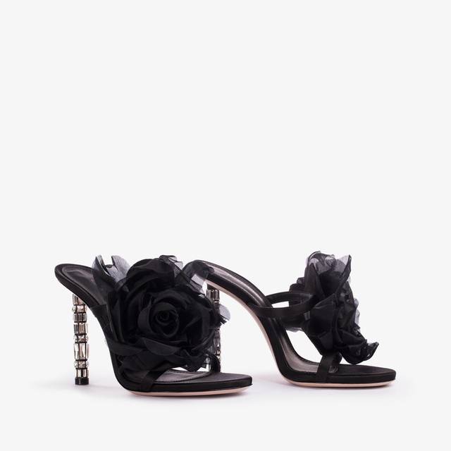Le Silla Sandalo fiore raso nero Affare Del Giorno