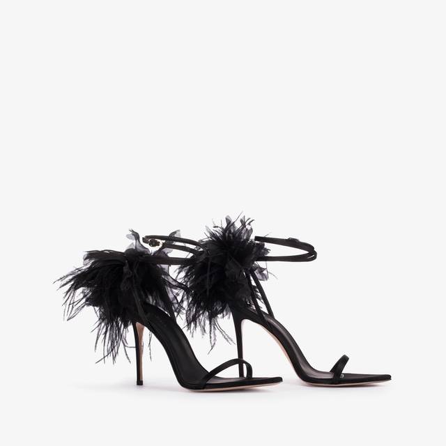 Le Silla Sandalo fiore raso nero Offerta temporanea