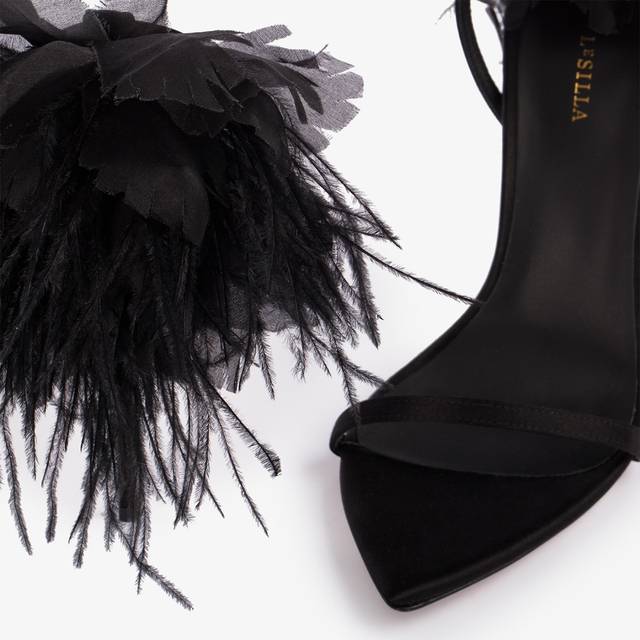 Le Silla Sandalo fiore raso nero Offerta temporanea