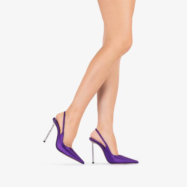 Le Silla Slingback raso viola kamala Sconto