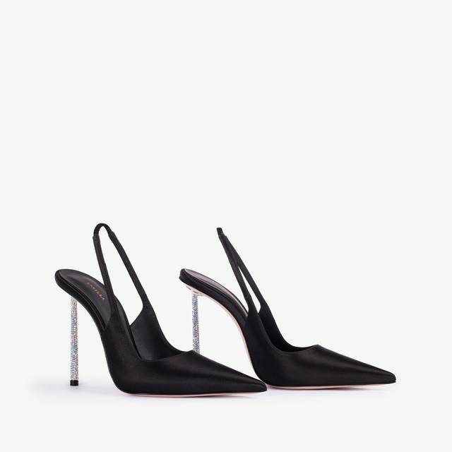 Le Silla Slingback raso nero Offerta
