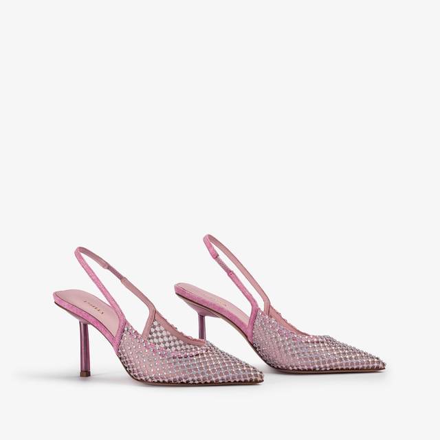 Le Silla Slingback gioiello rete denim rosa dea Spedizione Gratuita