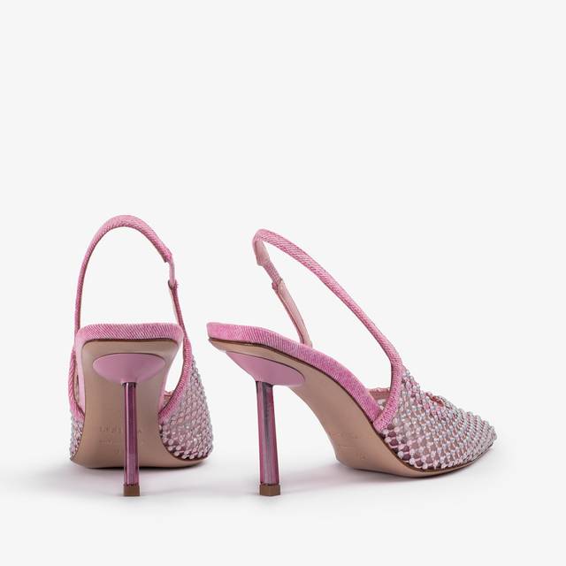 Le Silla Slingback gioiello rete denim rosa dea Spedizione Gratuita