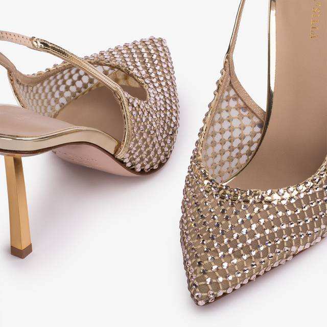 Le Silla Slingback gioiello rete e Cristalli platino Pezzi Unici