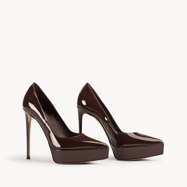 Le Silla Décolleté con plateau vernice marrone fondente Negozi Online