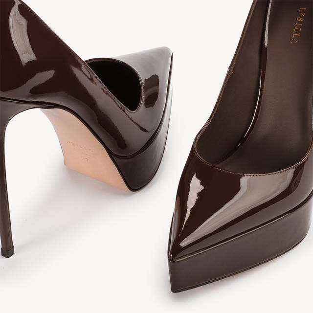 Le Silla Décolleté con plateau vernice marrone fondente Negozi Online