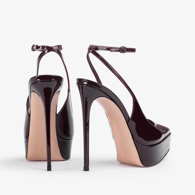 Le Silla Slingback con plateau vernice rossa cherry Acquista Ora
