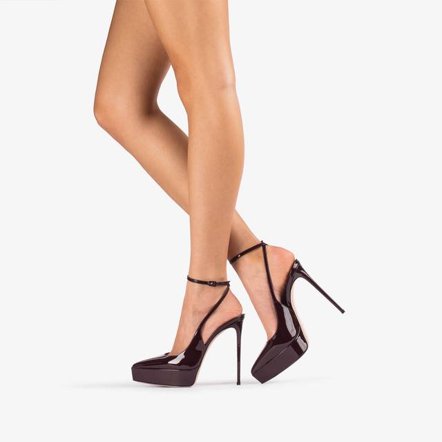 Le Silla Slingback con plateau vernice rossa cherry Acquista Ora