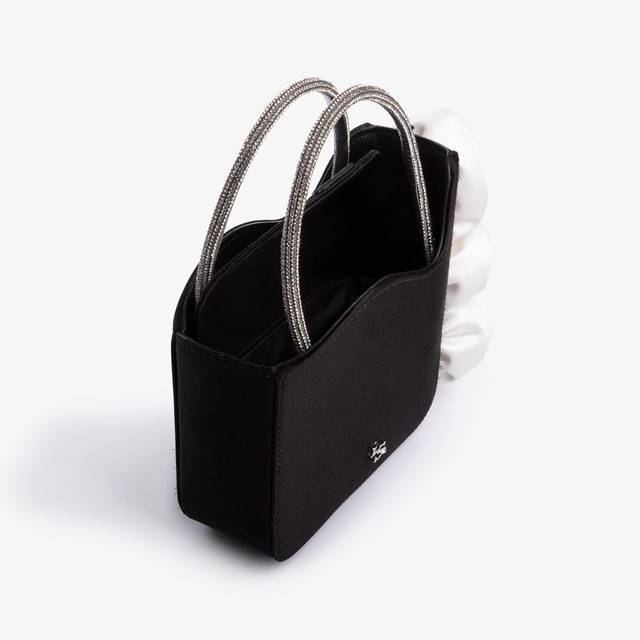 Le Silla Mini bag raso nero e Cristalli con rose Outlet