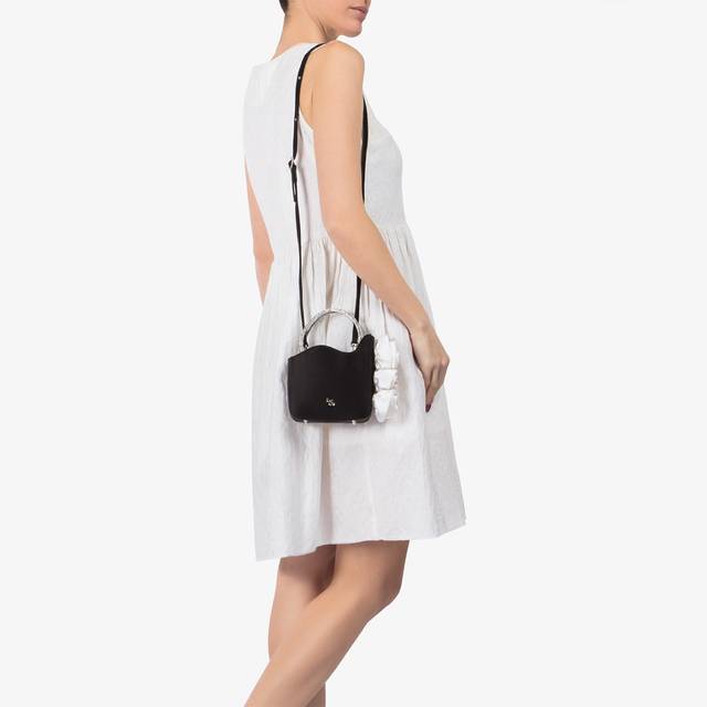 Le Silla Mini bag raso nero e Cristalli con rose Outlet