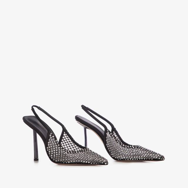 Le Silla Slingback gioiello rete nera Saldi