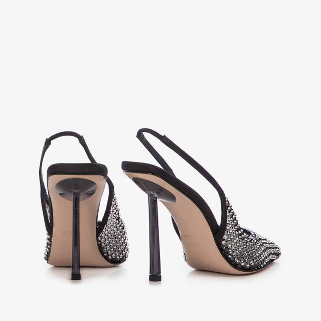 Le Silla Slingback gioiello rete nera Saldi