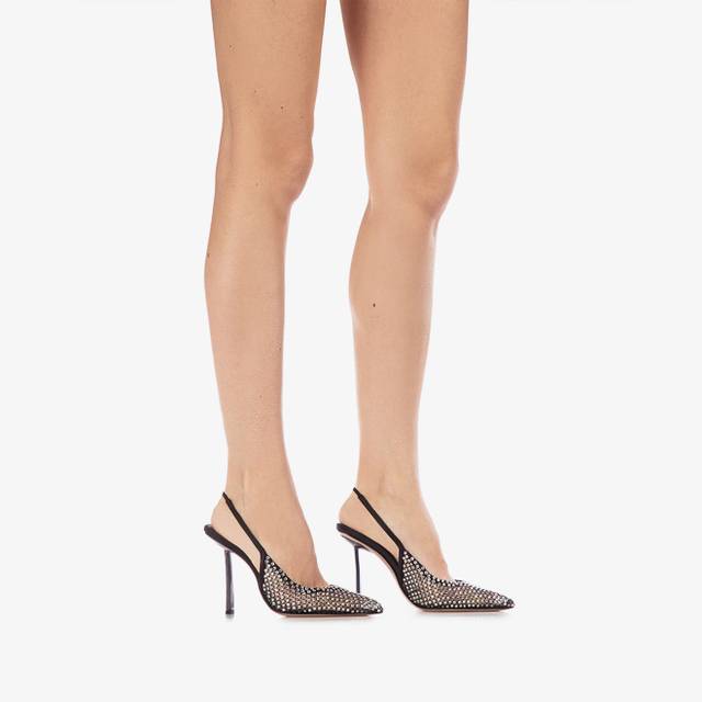 Le Silla Slingback gioiello rete nera Saldi