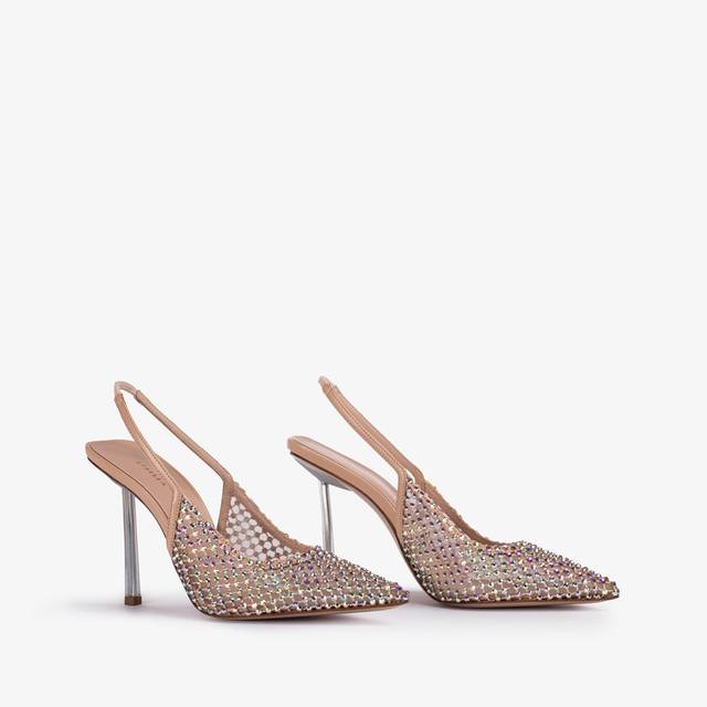 Le Silla Slingback gioiello rete nude skin Offerte