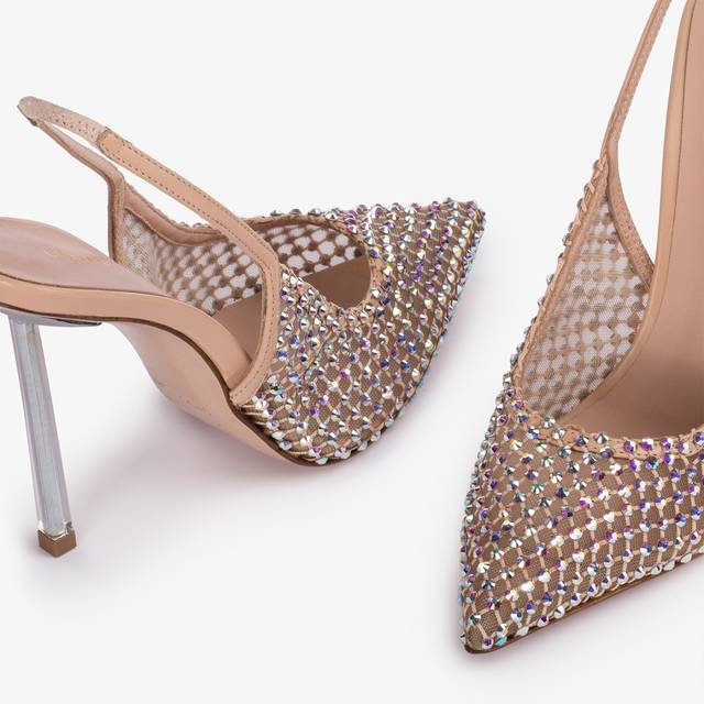 Le Silla Slingback gioiello rete nude skin Offerte