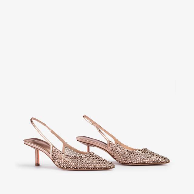 Le Silla Slingback gioiello rete oro rosa Vendita Calda