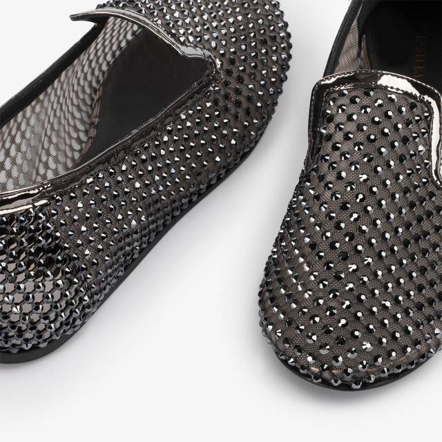 Le Silla Slipper gioiello rete e Cristalli peltro Moda