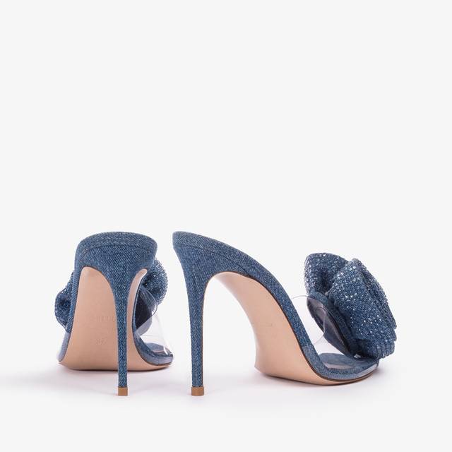 Le Silla Sandalo mule gioiello denim e plexy blu e Cristalli Promozione