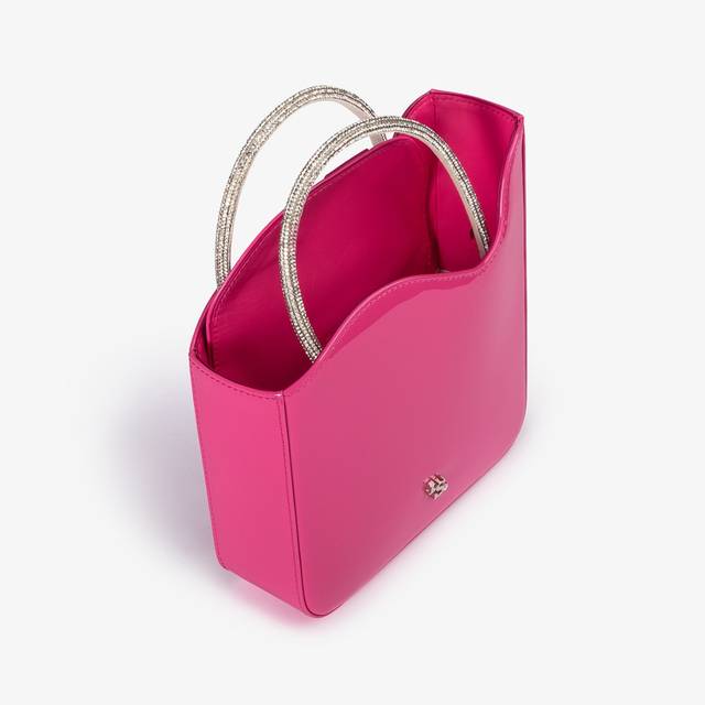 Le Silla Small bag vernice fucsia party con Cristalli Qualità Garantita