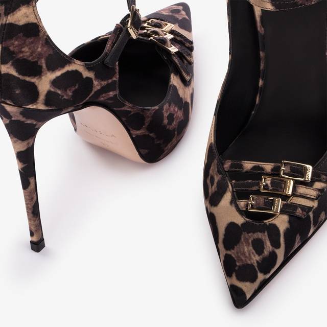 Le Silla Décolleté con listini raso stampa leopardata Negozi Online