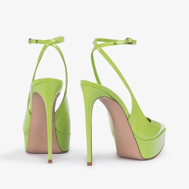 Le Silla Slingback con plateau vernice verde apple Outlet