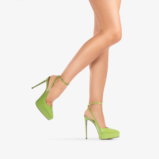 Le Silla Slingback con plateau vernice verde apple Outlet