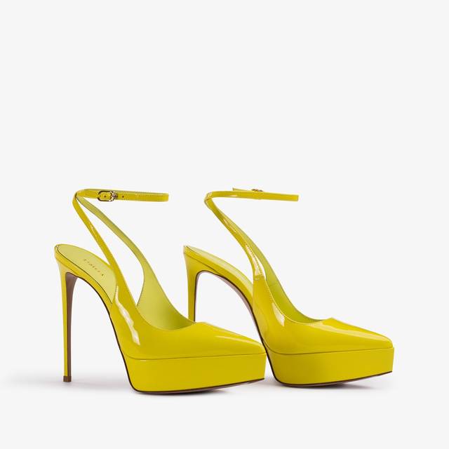 Le Silla Slingback plateau vernice gialla stella In Vendita
