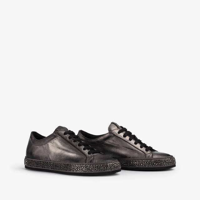 Le Silla Sneaker pelle laminata effetto vintage peltro con Cristalli 2025