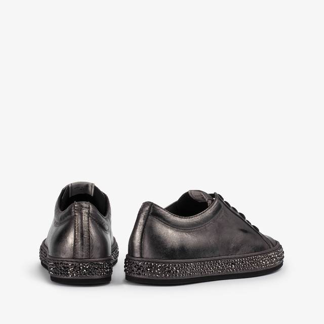 Le Silla Sneaker pelle laminata effetto vintage peltro con Cristalli 2025