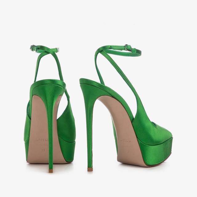 Le Silla Slingback con plateau raso verde emerald Soddisfazione Garantita