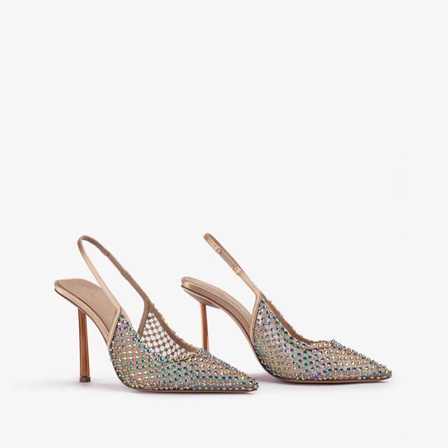 Le Silla Slingback gioiello rete oro e Cristalli iridescenti Shopping Online