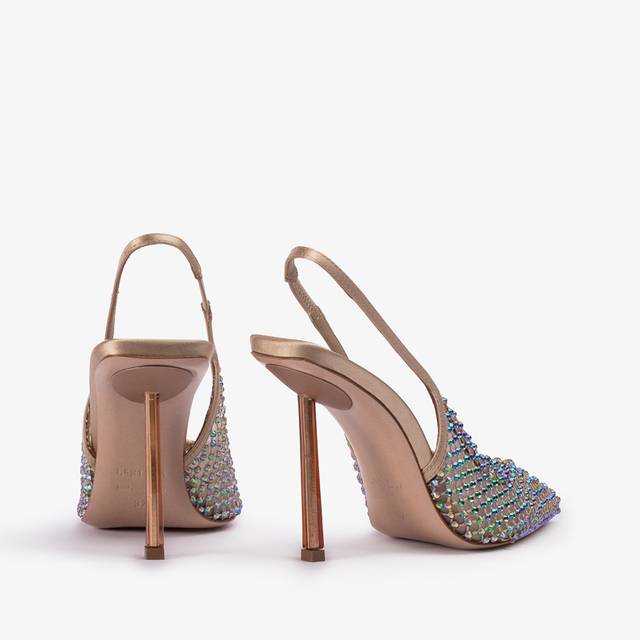 Le Silla Slingback gioiello rete oro e Cristalli iridescenti Shopping Online