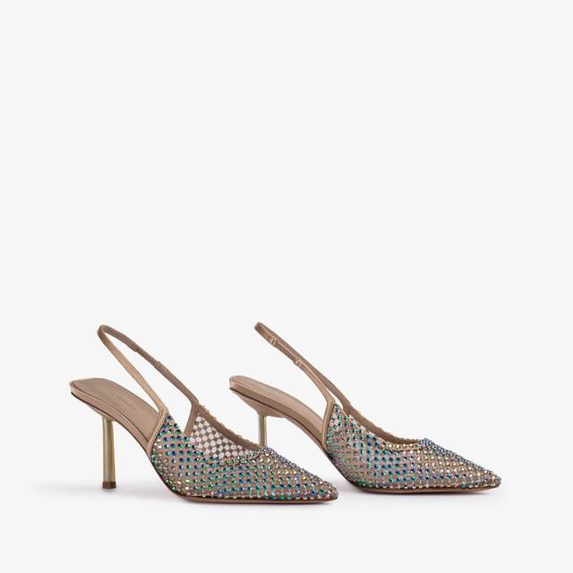Le Silla Slingback gioiello rete oro e Cristalli iridescenti Sottocosto