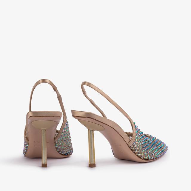 Le Silla Slingback gioiello rete oro e Cristalli iridescenti Sottocosto
