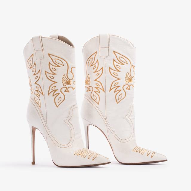Le Silla Stivaletto d'ispirazione Western denim bianco Offerta speciale della fabbrica