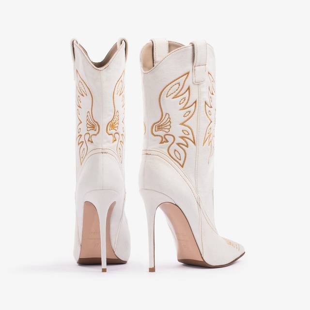 Le Silla Stivaletto d'ispirazione Western denim bianco Offerta speciale della fabbrica